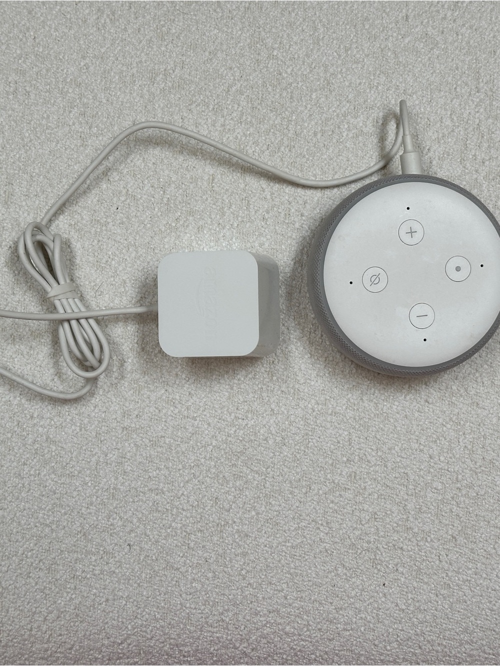 Amazon Echo Dot Smart Speaker with White Power Adapter - Gray Alexa